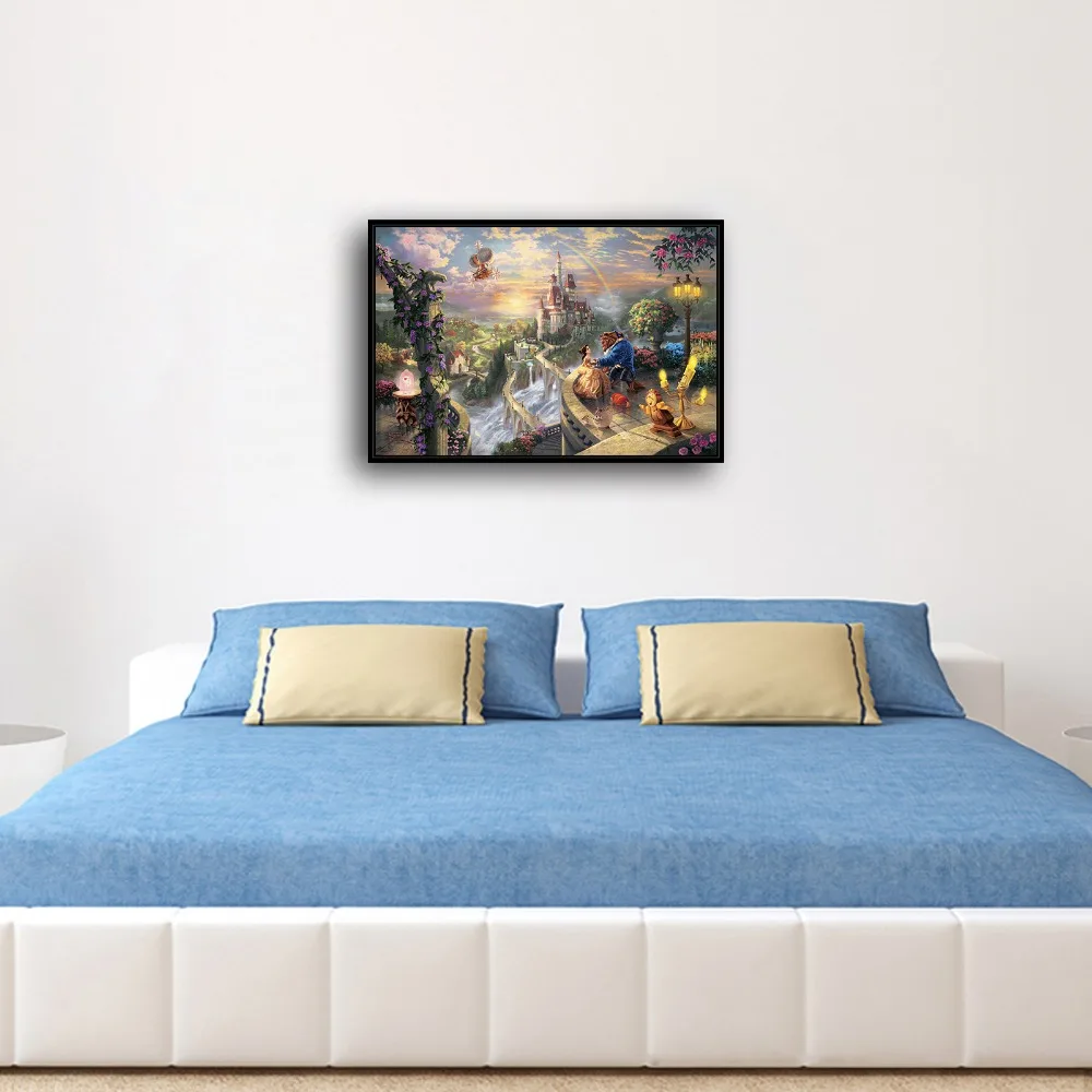 H1135 Thomas Kinkade Beauty Beast Hd Canvas Print Home Living Room Bedroom Wall Pictures Art Painting