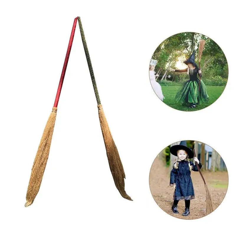 

Witch Broom Costume Straw Broom Extendable Wizard Accessory For Halloween Party (Random Color)