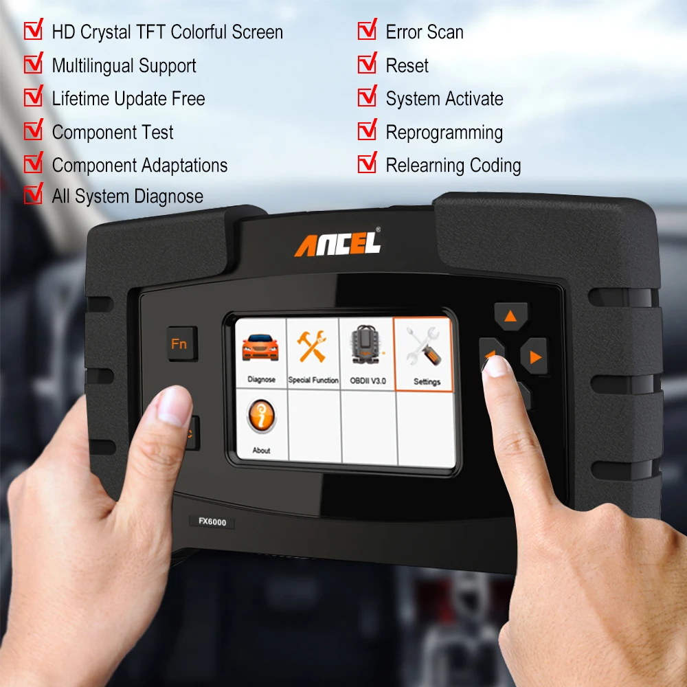 ANCEL FX6000 OBD2 автомобильный сканер автомобильный диагностический инструмент полные системы ABS DPF масляный ключ TPMS ДИАГНОСТИКА автомобиля OBD2 обновление бесплатно