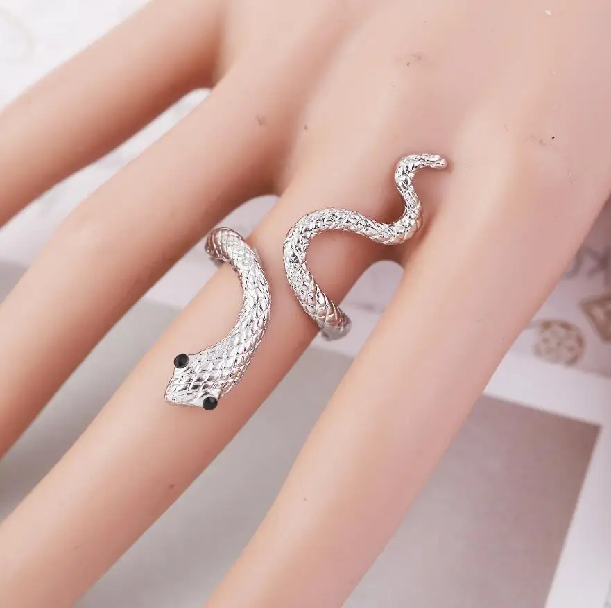 Модное индивидуальное кольцо унисекс змея из нержавеющей стали креативное простое кольцо для влюбленных золото и серебро змея регулируемое кольцо