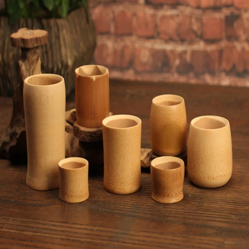 

Bamboo Carbonization Beer Water Mug Bamboo Cup Bamboo Tube Teacup Unpainted Tea Pot Crafts