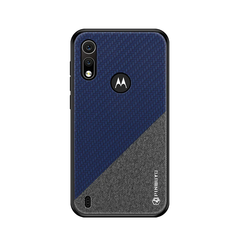 Для Motorola One/One Vision чехол для Moto P50/P30 P40 Play power PC ткань+ Силиконовый противоударный задний Чехол защитный чехол - Цвет: Blue