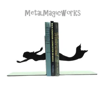 

Mermaid Personalized Book Stand Iron Black Cartoon Characters Book End Creative Iron Sea-maid Books End