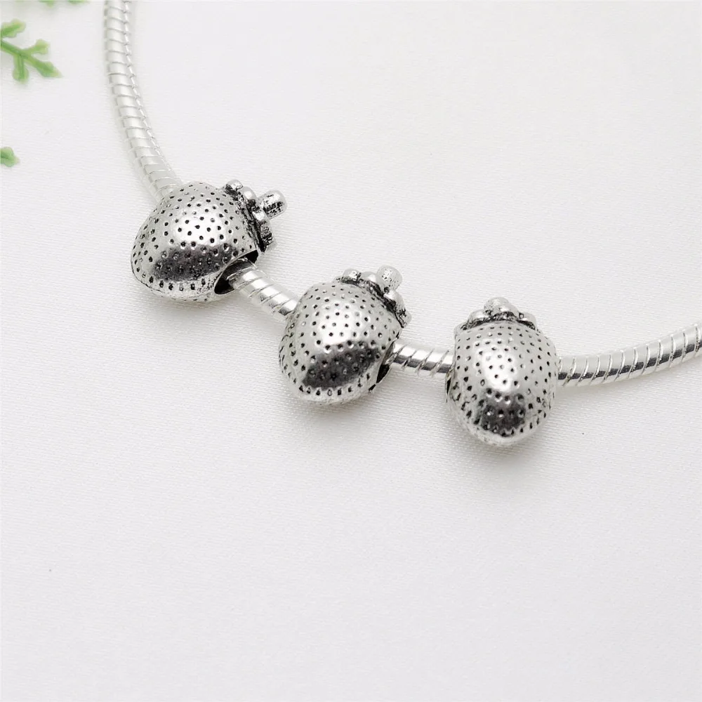 

Vintage Silver Strawberry big hole beads fit Pandora Charms diy European Bracelets Jewelry Making Handmade 35pcs/lot
