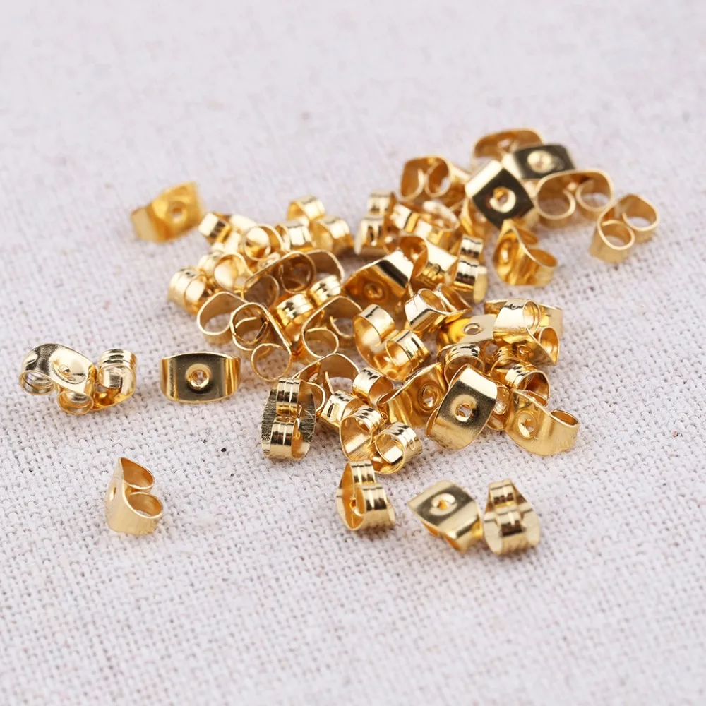 

reidgaller 50pcs gold plated stainless steel earring backs stopper diy earrings findings for jewelry making