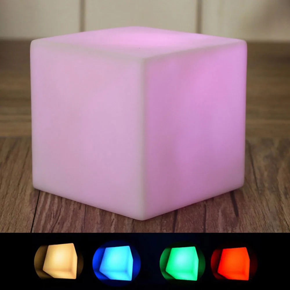 

Night Light 7 color changing LED Cubes Colorful Changing Mood Lights Night Light 3 x LR44 batteries at the bottom Romantic Bulb