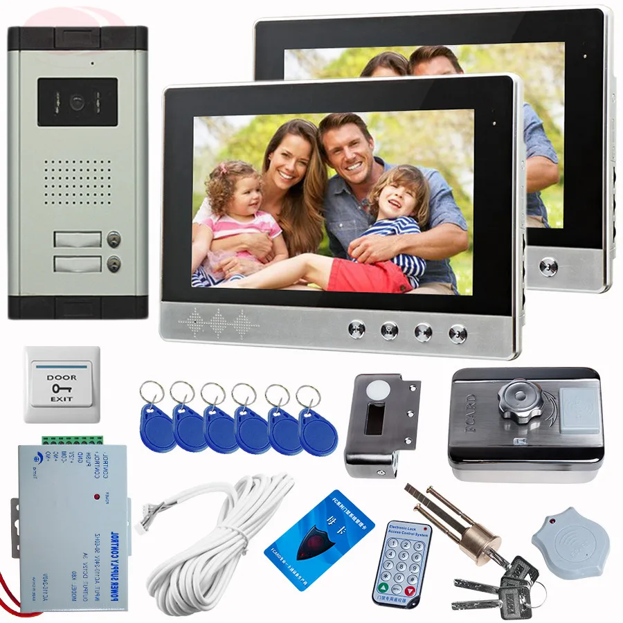 Video Intercom 10'' Screen Call For Home Doorbell Color CCD Camera 2 key With Rfid Unlock Electronic Lock Intercom Entry System