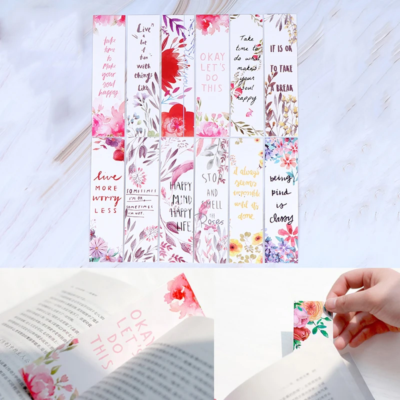 30Pcs/set Beautiful Flowers Bookmarks Message Cards Book Notes Paper Page Holder for Books School Office Supplies Stationery