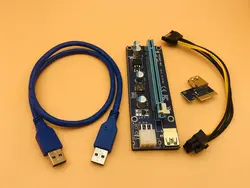 50 шт Золотой VER009S USB 3,0 Райзер PCI-E PCI Express Molex 6Pin SATA 1X 16X Riser Card Кабель-адаптер светодиодный для BTC шахтер горнодобывающей