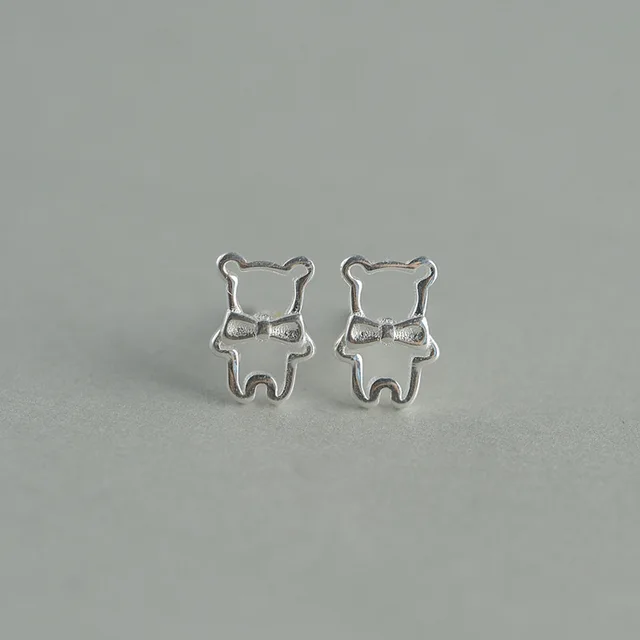 925 Sterling Silver Earrings Fashion Cute Little Gentleman 925 Sterling Silver Earrings Fashion Cute Little Gentleman Small Stupid Bear Las Gift Accessories