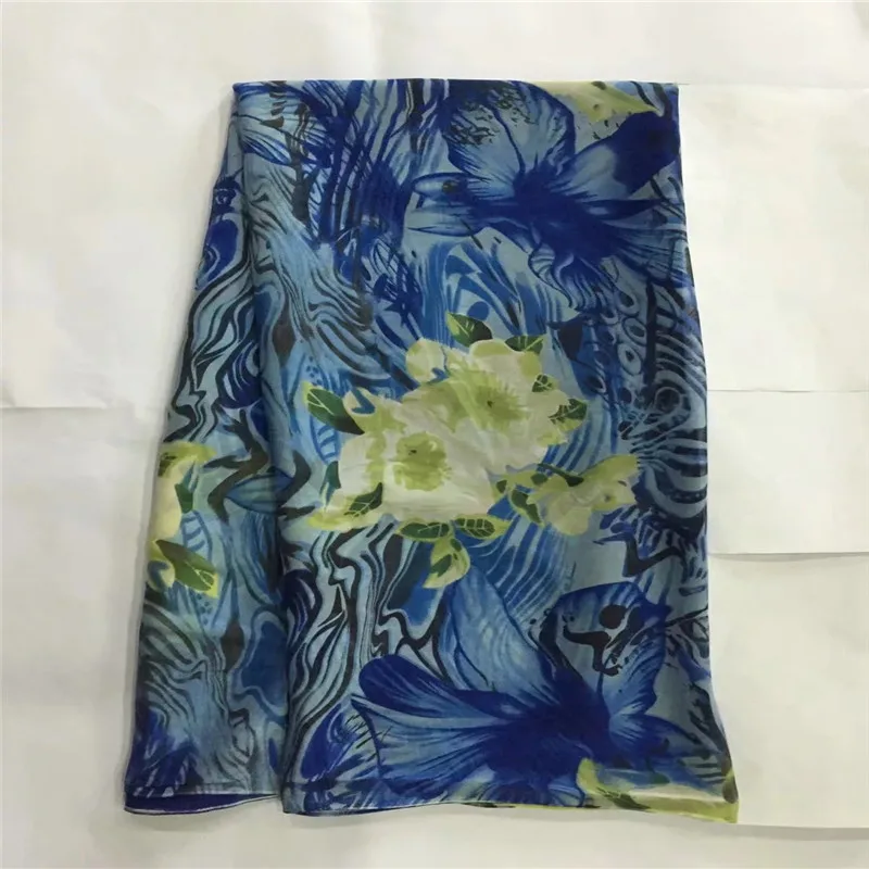 

High quality silk fabric for lady dress embroidered george silk fabric African metallic silk fabric 114cm/8mm 5yards LXE032702