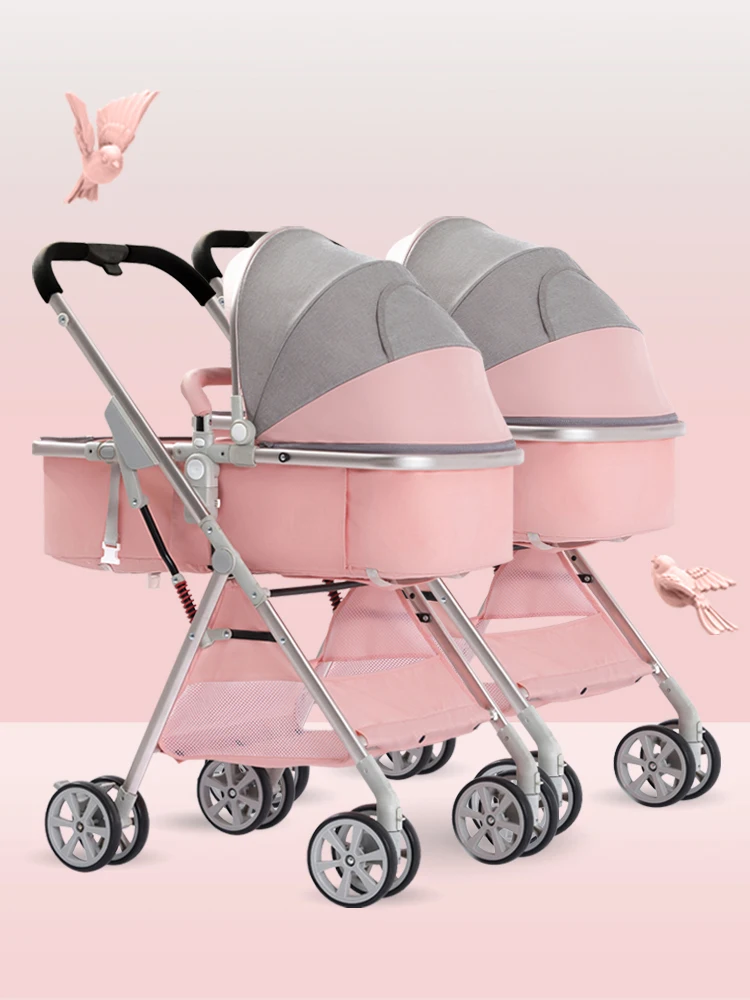 

Twin baby strollers can sit and lie high landscape 5.8KG light and easy to fold double baby stroller free free color matching
