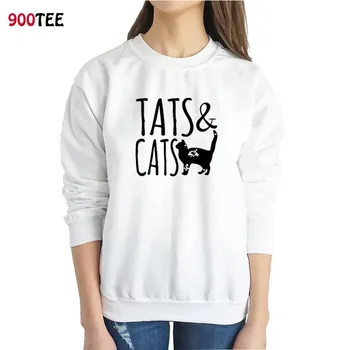 

Tatse Cats Printed Women Sweatshirt Streetwear Fashion Crewneck Hoodies Women Tops Knitted Sweatshirts Pullover Autumn Clothes