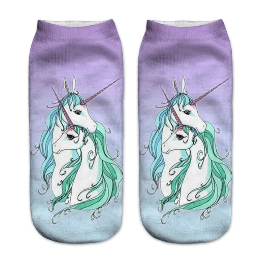 Unicorn7 Детские милые носки с единорогами в стиле Харадзюку для подростков, забавные носки с объемным принтом с одной стороны для маленьких мальчиков и девочек, Sokken, зима-осень-весна - Цвет: Unicorn7