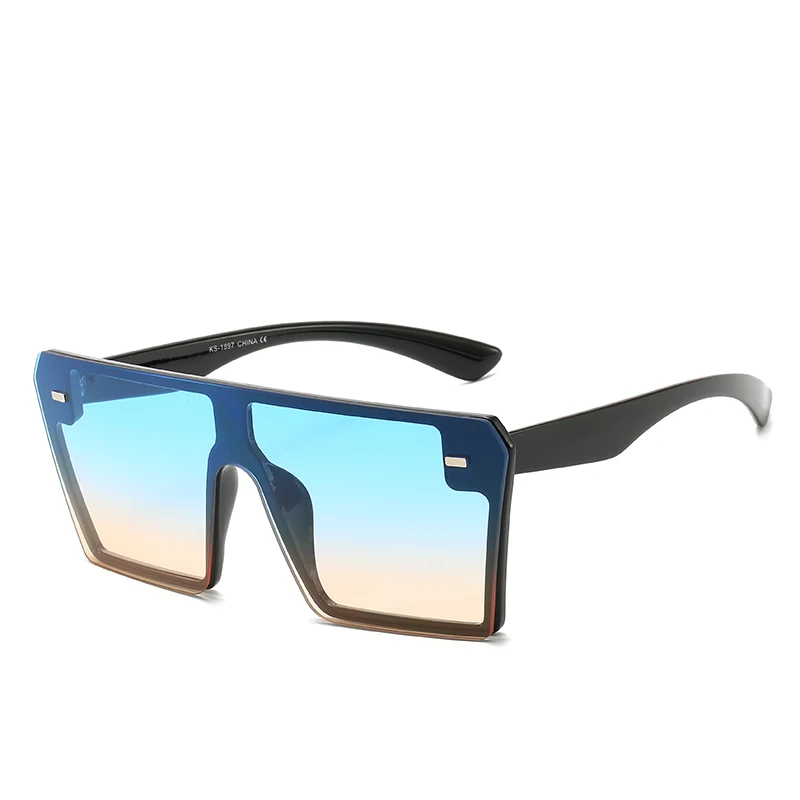Большие Квадратные Солнцезащитные очки женские модные брендовые дизайнерские плоские градиентные трендовые мужские очки UV400 разные цвета на выбор - Цвет линз: 5501-6