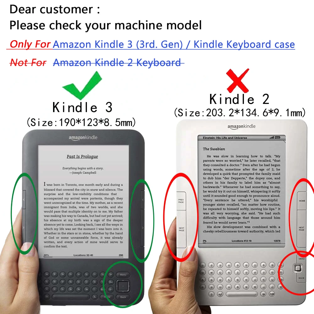  PU leather case for Amazon Kindle 3rd Model D00901 magnetic closured cover Kindle 3 3rd Gen eReader