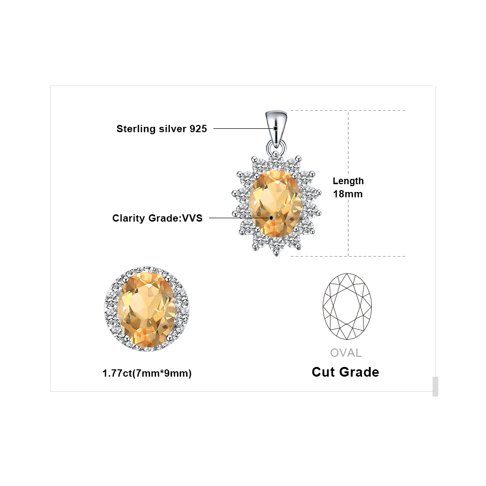 Натуральный цитриновый кулон ожерелье 925 драгоценные камни из стерлингового серебра Колье эффектное ожерелье женское серебро 92
