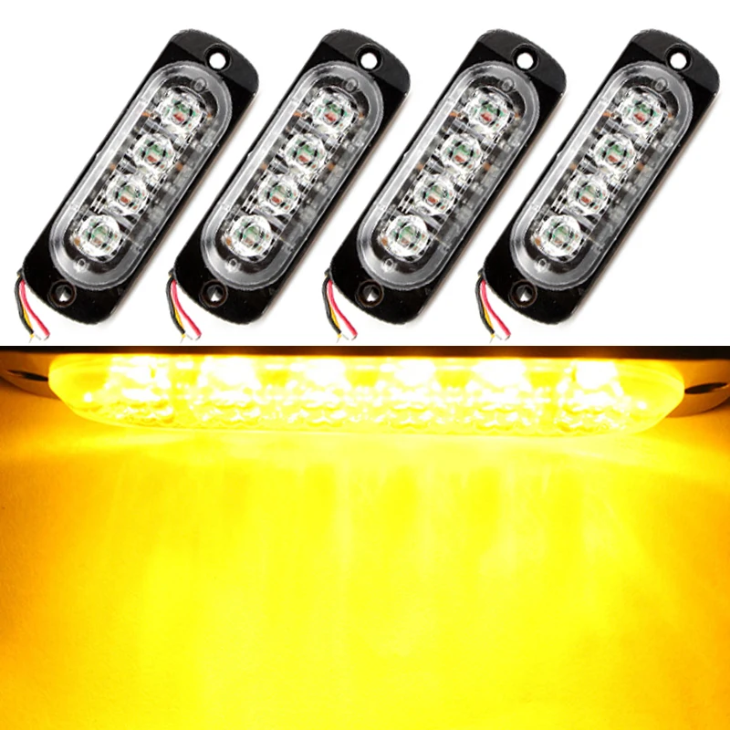 4pcs*4LED Car Flash Truck Emergency Beacon Light Bar Hazard Strobe