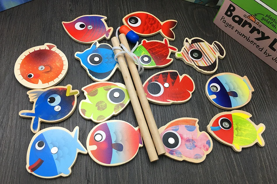 JaheerToy рыболовные игрушки для детей развивающие 3 года для детей Подарки магнитные рыболовные деревянные игрушки комплект игры