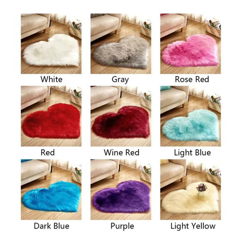 Best Hot Sale Love Shape Artificial Fur Carpet Anti Slip Mat Mattress Blanket Sofa Cushion Mat Bedroom Kitchen Living Room Decoration