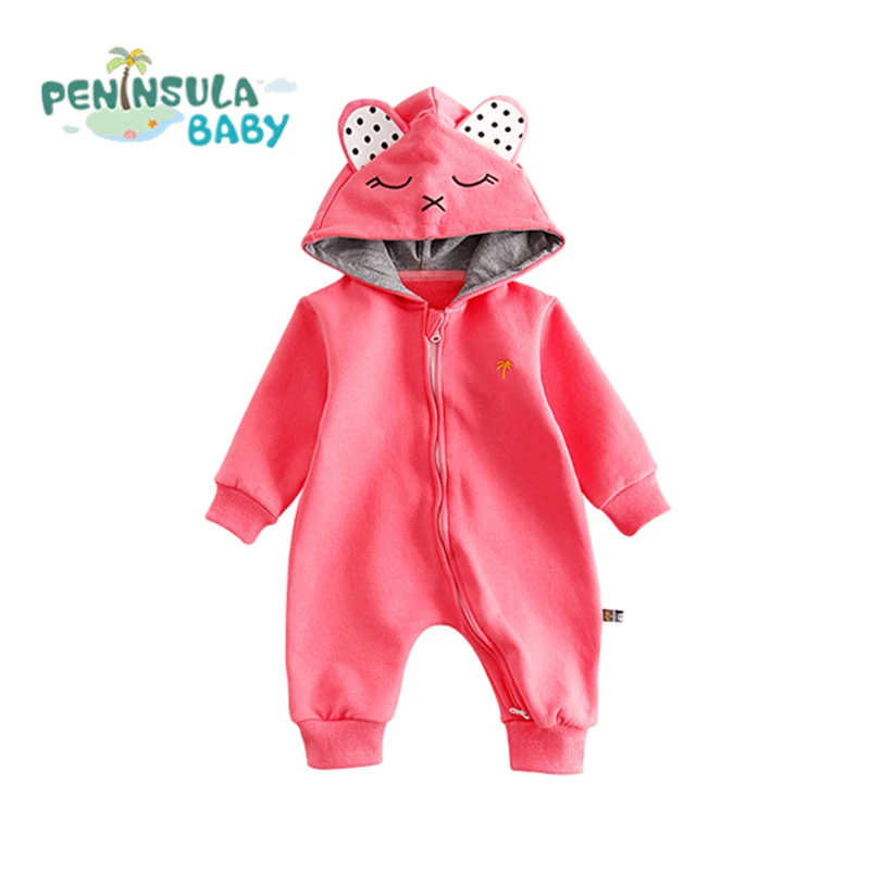

Newborn Infant Jumpsuit Baby Rompers Boys Warm Hooded Coverall Clothing Girls Long Sleeve Cartoon Bear Elephant Cute Clothes
