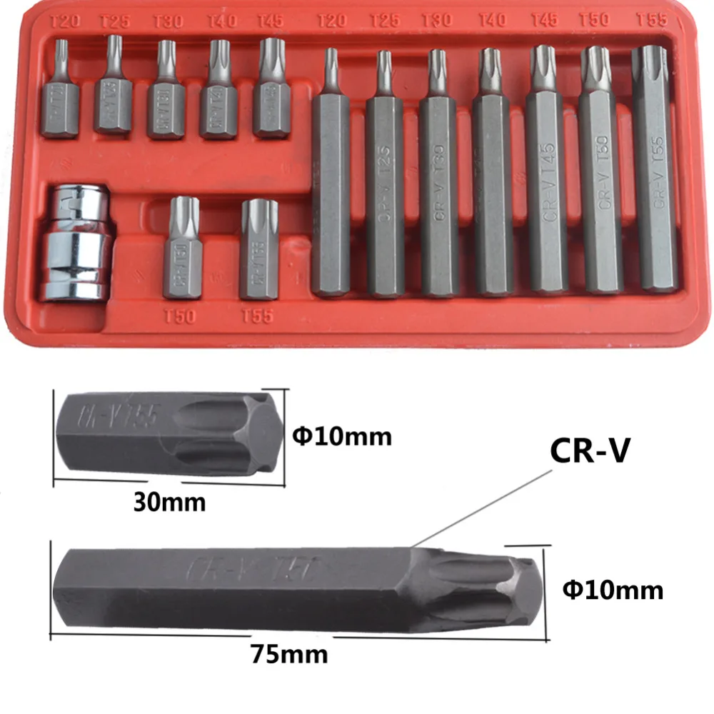 Gunpla набор с 15 кистями CR-V Torx биты с принтом «Звезда», набор сверл с хром-ванадиевая сталь Сталь, в том числе 1 шт. 1/2 дюйма Привод для адаптера переменного тока