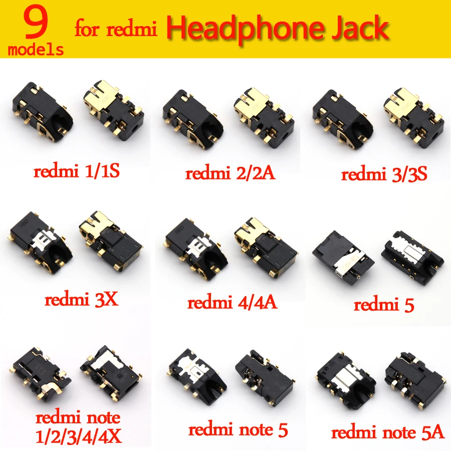 

9models Jack Audio For xiaomi Redmi 1S 2 2A 3 3S 3X 4 4X 5 Redmi Note 1 2 3 4 4X 5 5A Repair Replacement