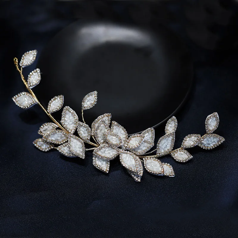 

Rosebridalpark Baroque Head Jewelry Gold Headwear Leaf Hairband Tiara Bridal Wedding Hair Accessories For Women Headpiece Crown