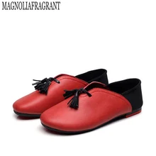 Handarbeit aus echtem leder ballett flache schuhe frauen weiblich beleg auf leder auto-styling flache schuhe freizeitschuhe quaste frauen schuhe