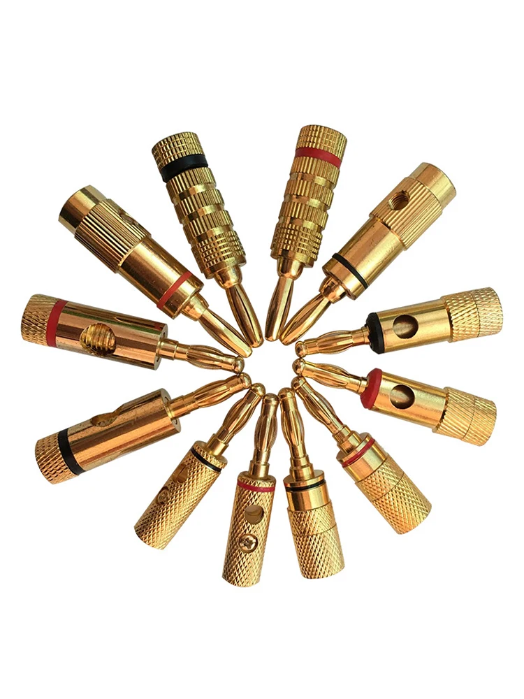

24K Gold Plated Pure Copper Banana Plug Connector Zinc Alloy Monster Audio Power Speaker Plugs Connector