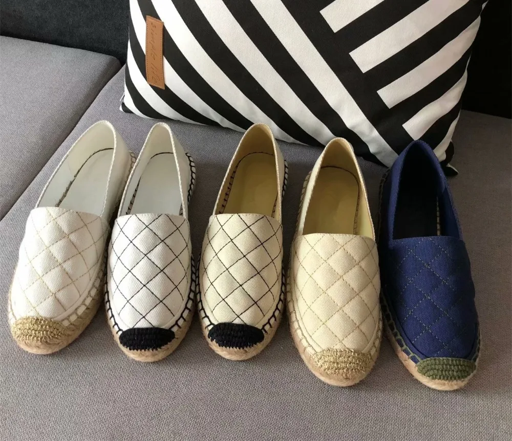 

2019 high quality Beige Colors Women Flats Canvas Espadrilles Casual Loafers Shoes Internal leather Comfortable Size 34-41