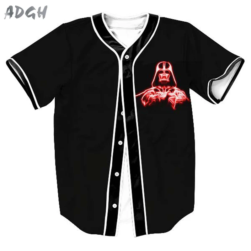 

Drop Shipping 2018 Black Star Wars Cartoon Baseball Jersey V Neck T shirts For Men Tee Shirt Homme Funny T shirts Hip Hop