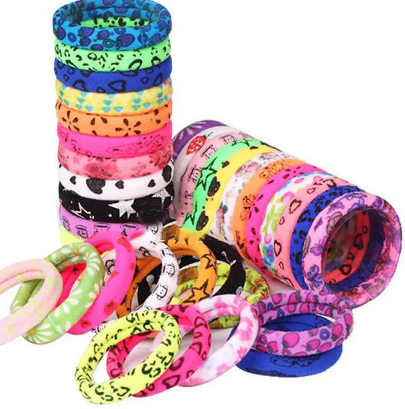 

18Ps/Lot Fashion Women Print Elastic Hair Band Hair Tie Rubber Band Hair Rope Headband Women Headwear