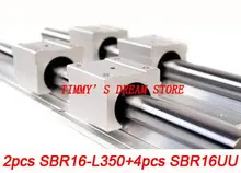 Бесплатная Доставка 2 шт. SBR16-350mm Линейный Подшипник Rails + 4 шт. SBR16UU Подшипников Замки CNC Xyz