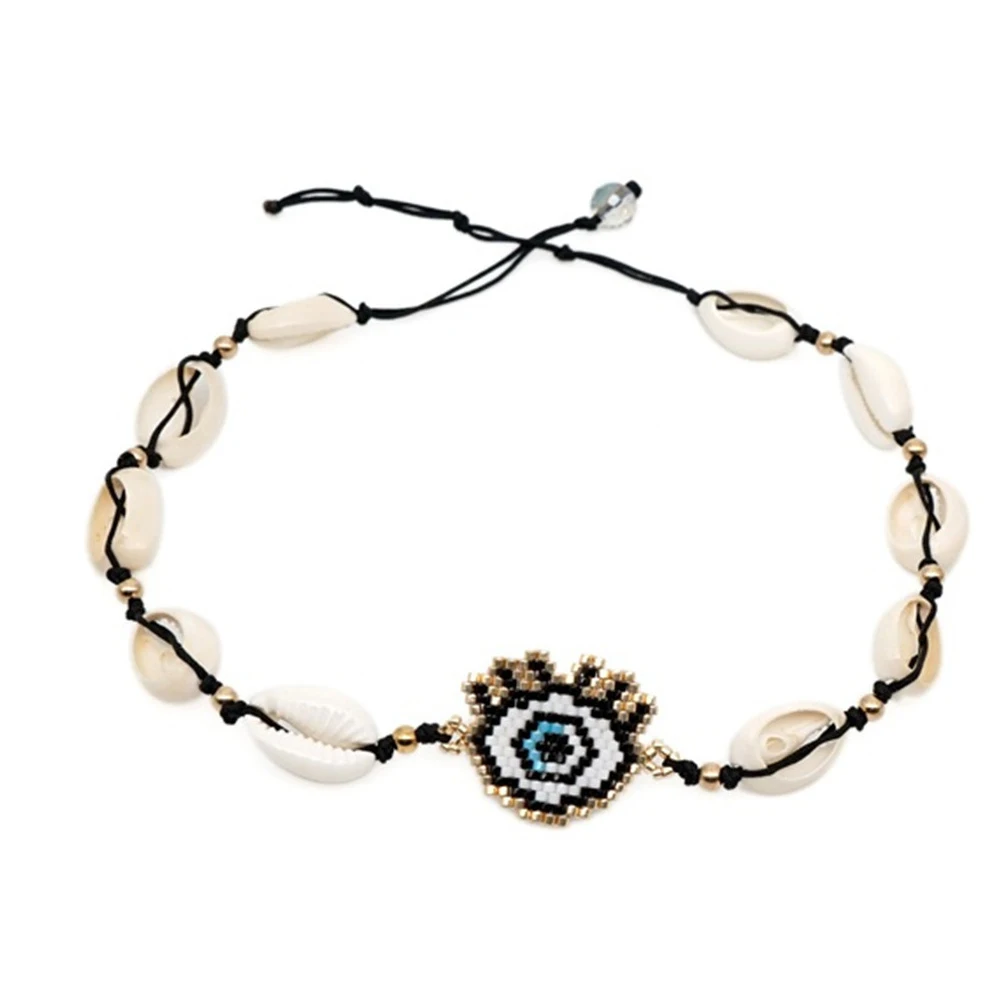 

JOYE New Arrival 2019 Bohemian Evil Eye Shell Choker Necklace for Women Necklace Black Thread Chocker Necklaces Jewelry Gift
