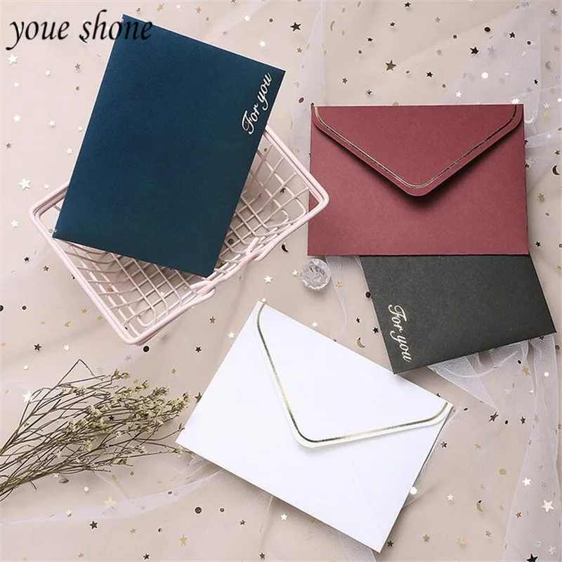 

Envelope Spot 4 Color Hot Stamping Blessing Simple Creative Greeting Card Package Message Card Blessing 10PCS/LOTS YOUE SHONE