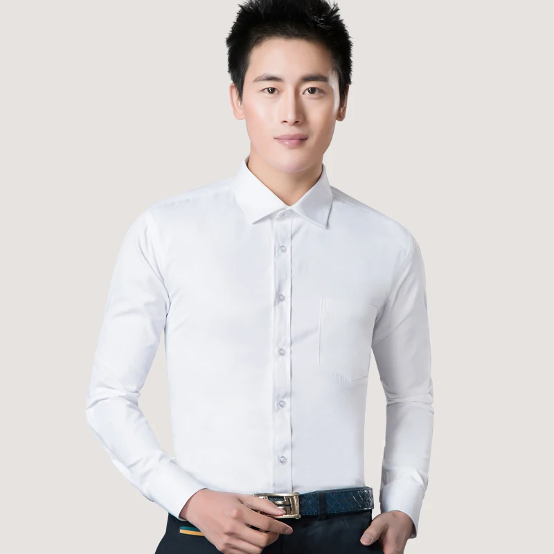 2019 ربيع جديد ضئيلة اللباس قميص للرجال العلامة التجارية طويلة الأكمام الصلبة رجل العمل قمصان ساحة الموضة طوق عارضة الرسمي الذكور قمم