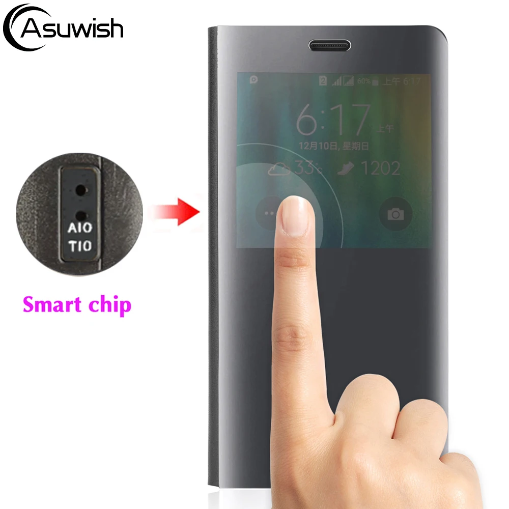 

Smart View Phone Case For Samsung Galaxy Note 3 III Note3 SM N900 N9000 N9002 N9005 SM-N900 Flip Mirror Back Cover Original Chip