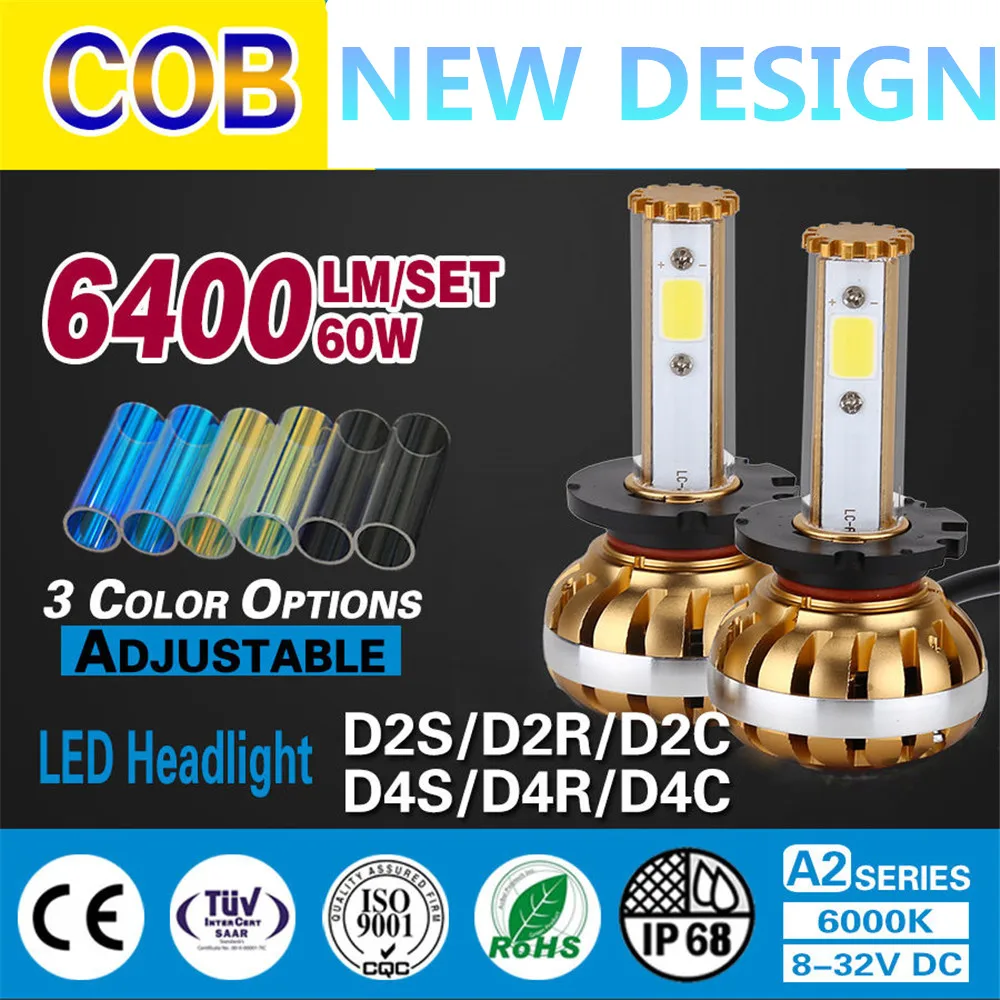 

Wholesale Color optional 12V-24V 30W 3200LM D2/D4 COB LED Headlight Conversion Kit Lamp Bulb Retrofit replace Energy saving