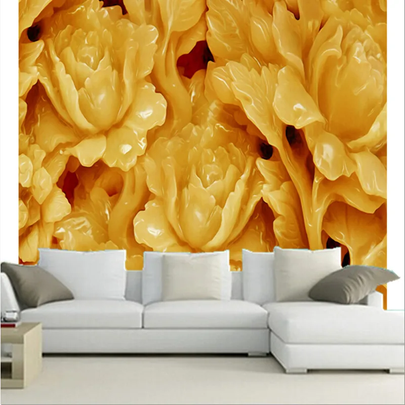 Terbaru 3d Wallpaper 3d Stereo Gaya Cina Giok Bunga Papel De Parede Tv Dinding Ruang Tamu Sofa Dinding Kamar Tidur Wallpaper Di Wallpaper Dari