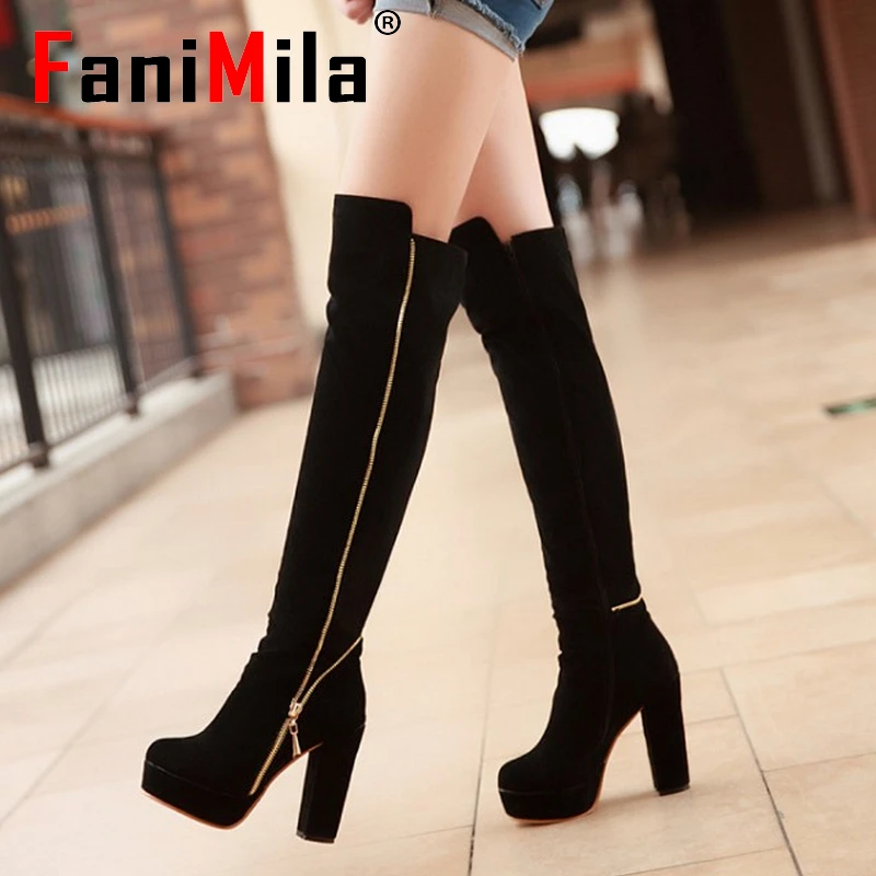 

woman over  knee boot high heel boots women snow fashion botas winter footwear warm long boot shoes P10318 EUR size 34-43