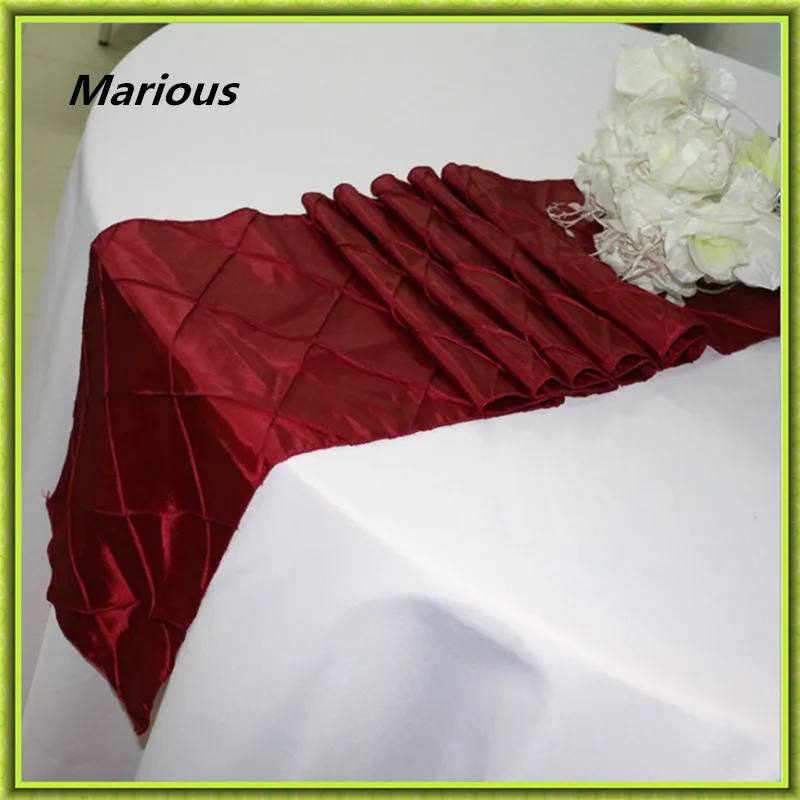 20PCS 11x108inc Decoration Banquet Hotel Wedding Pintuck Table Runners Luxury gree/Red/Blue