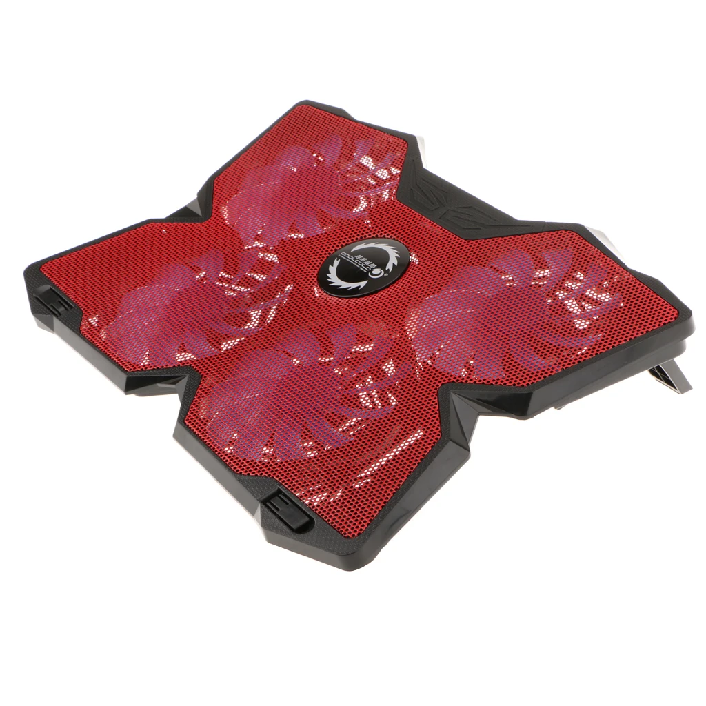 4 Fans 17inch Laptop Notebook LED Light USB Cooling Stand Pad Cooler Red