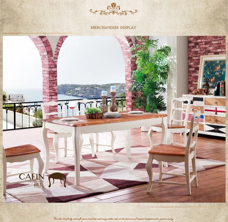 Старинный стиль Итальянский обеденный стол, твердой древесины Италия Стиль Роскошный мраморный обеденный стол набор o1107