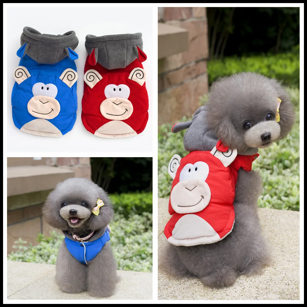 New Pet Winter Clothes Dog Warm Clothes Cartoon Monkey Puppy Coat Dog
