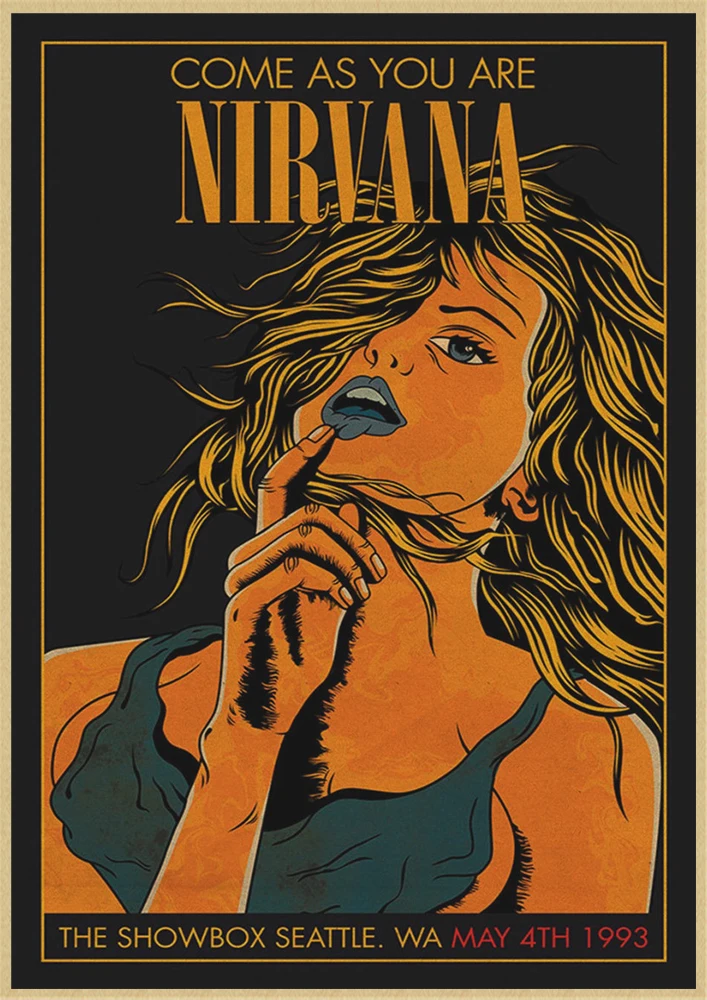 Курт Кобейн, Нирвана рок крафт бумага постер для бара/Кафе Ретро плакат стикер стены - Цвет: Розовый