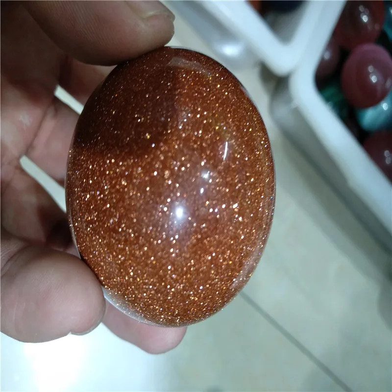 1pc Natural Starlight Golden Sand Stone Ball Quartz Crystal Healing