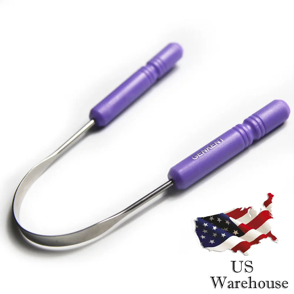 GENKENT 2PCS Tongue Cleaner Stainless Steel Tongue Cleaner Oral Hygiene