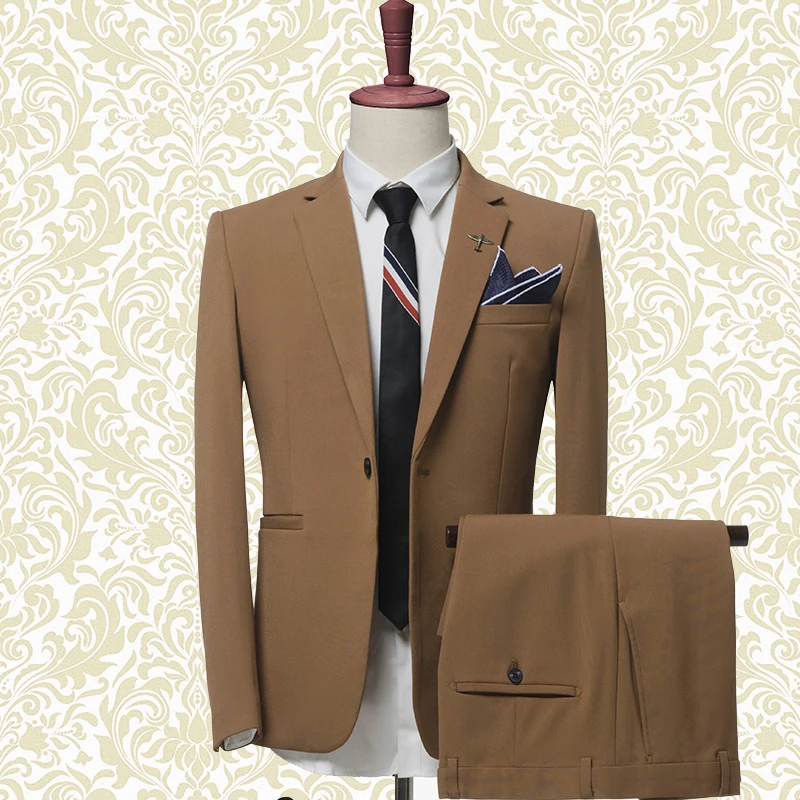 

Suit two-piece men's fashion boutique blazer (coat + pants) men's groom wedding dress men's business casual British wind suit