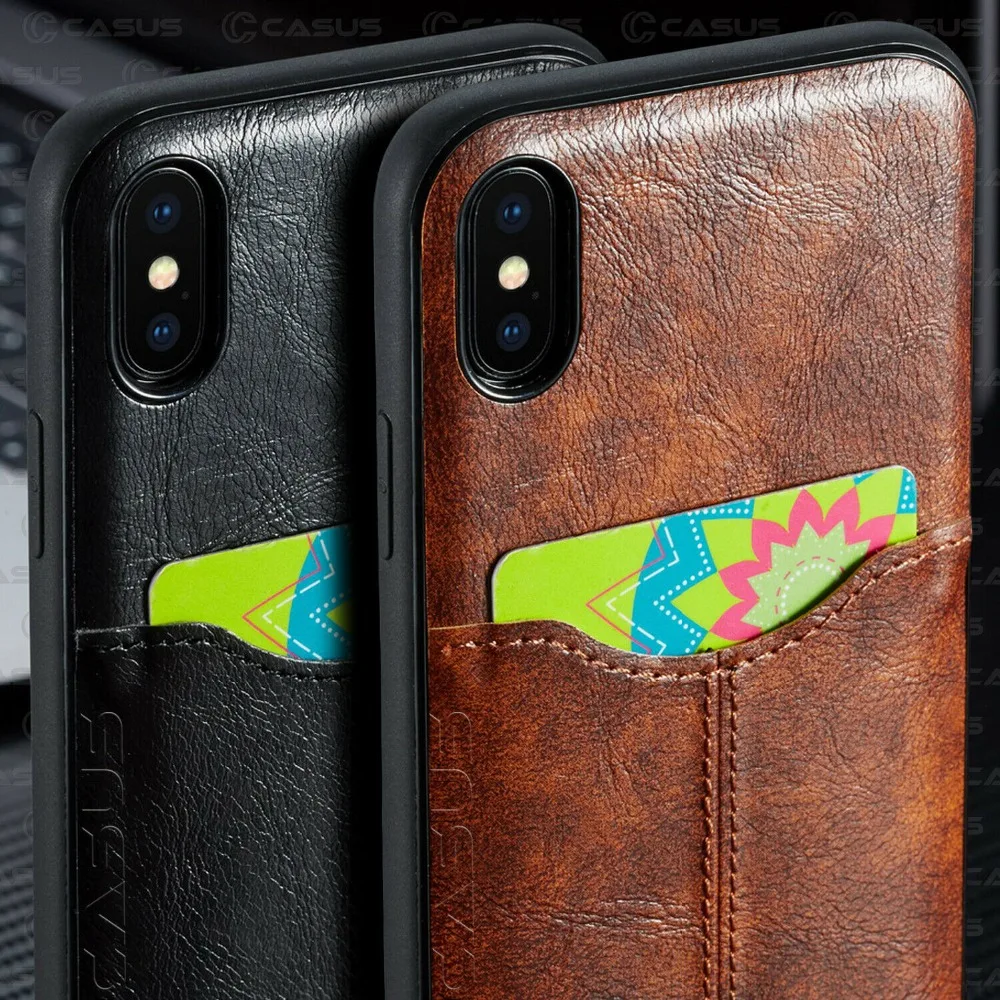 Тонкий роскошный Винтажный чехол из искусственной кожи для iPhone XS MAX XR
